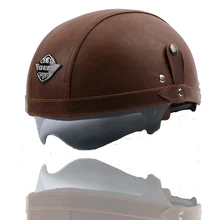 motocross KCO Manual customization Motorcycle Scooter Half Face Leather Halley helmet Classic Retro helmets & free Goggles