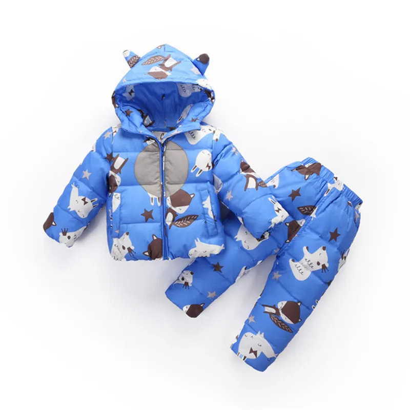 2018 Winter Boys Girls Clothing Sets Toddlers 2Pcs White Duck Down Jackets+Pants Children Sets kids Snow Warm Suit Costume P196 honeyking 2pcs child waterproof boys girls clothing sets double layer boys girls jackets rain pants kids hooded raincoat suit