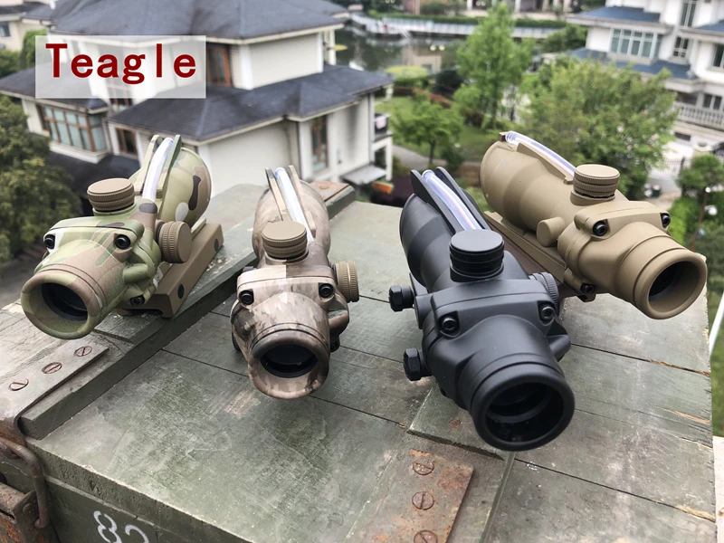 Охотничий прицел Trijicon ACOG 1X32 оптика из настоящего Волокна Красная точка с подсветкой шеврон стекло травление сетка тактический оптический прицел