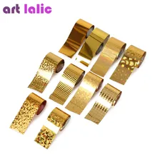 10 рулонов/коробка голографическое искусство ногтей Фольга Набор Шарм градиент золото передачи Обертывания Стикеры DIY маникюр дизайн наклейки