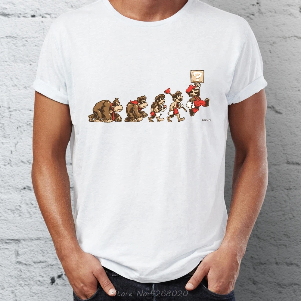 Новая мужская футболка Bit Evolution Mario Donkey Kong забавная игровая рубашка Artsy футболка унисекс футболки Топы Harajuku уличная - Цвет: Белый