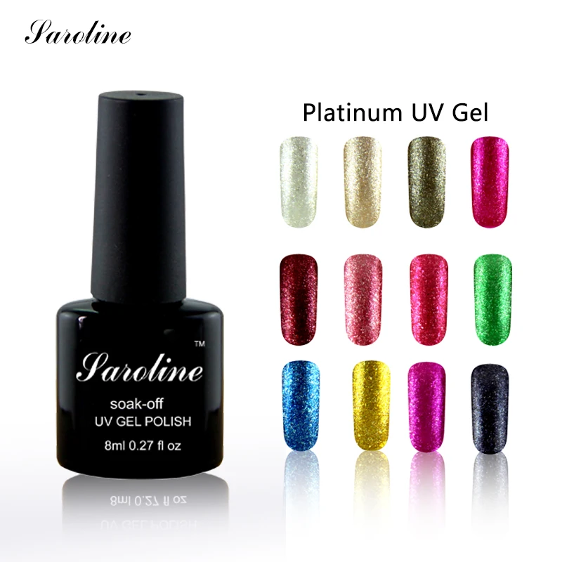 

saroline lucky 12 Colors Platinum UV Shining Nail Gel Polish Long-lasting UV Fingernail Soak-off LED Color Gel Varnish