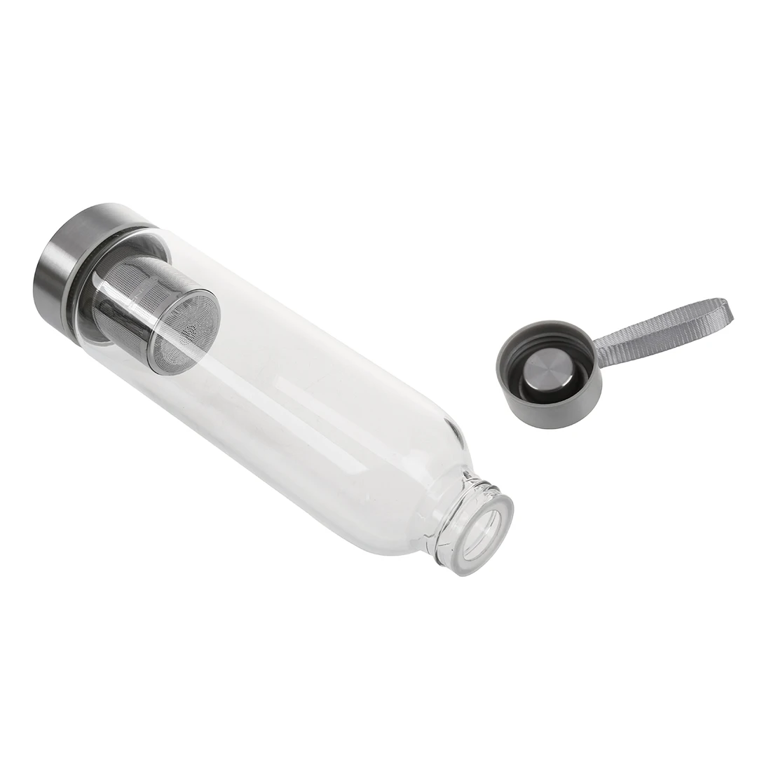 

Glass Sport Water Bottle with Tea Filter Infuser Protective Bag 550ml Black