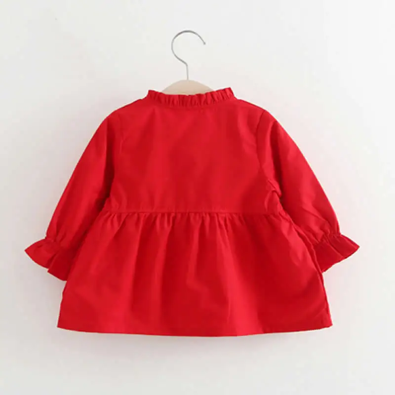 Весенняя Детская куртка; ; однотонная двубортная ветровка с длинными рукавами и бантом в Корейском стиле; Одежда для маленьких девочек; пальто