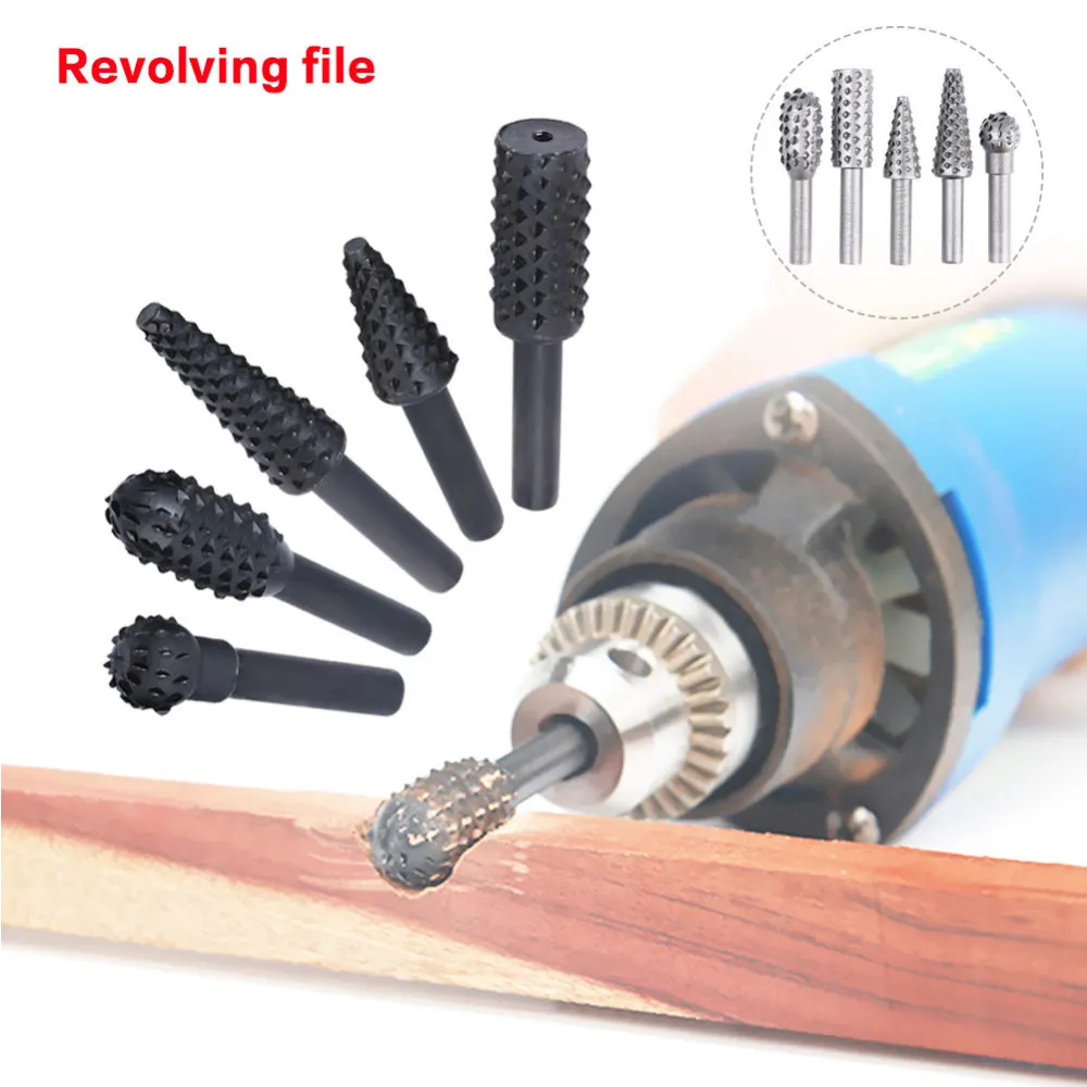 

5pcs Rotary Files Burr Drill Rotary Rasp Burr Electric Grinder Set Metal Plastic Wood Drill Grinder Rasp cut holes Drill bits