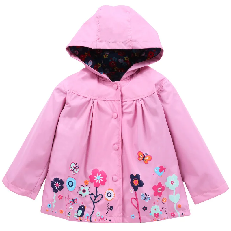 Зимняя одежда для мальчиков, ветровка, плащ для девочек, верхняя одежда, детская одежда с капюшоном, куртки-дождевики для девочек, пальто, детская одежда - Цвет: Pink