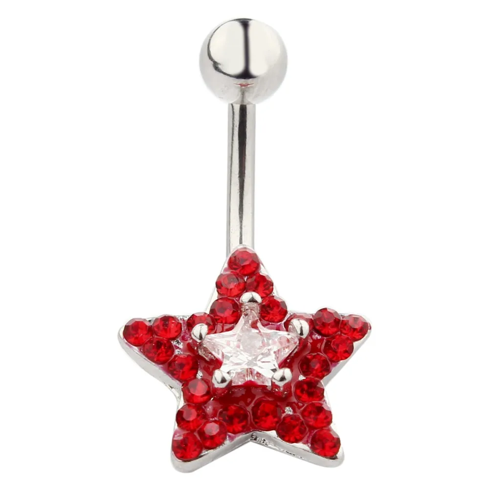 industrial piercing rose star Navel Belly Button Rings Belly Ring 316L