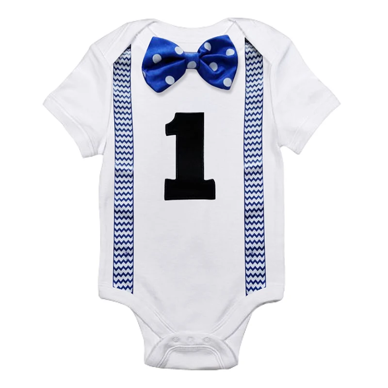 Детский комбинезон на день рождения с короткими рукавами и цифрой 1 для маленьких мальчиков, верхняя одежда для новорожденных, летние комбинезоны, 12 месяцев, одежда для малышей в подарок - Цвет: Design 118