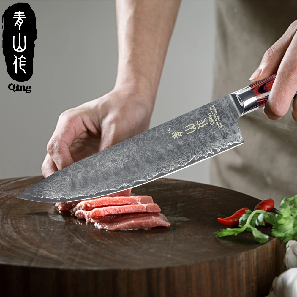  QING 67 Layers VG10 Damascus Steel Kitchen Knives Japanese Chef Chopping Santoku Knife High Toughne - 32955263910