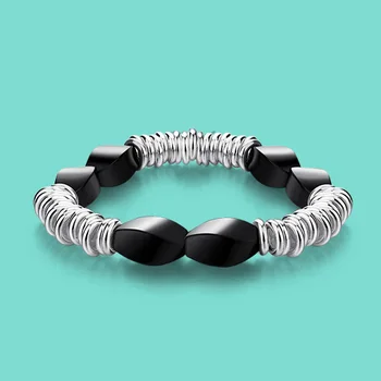 

Bohemian 925 sterling silver circle bracelet obsidian design female models chic silver jewelry not fade home party accessories