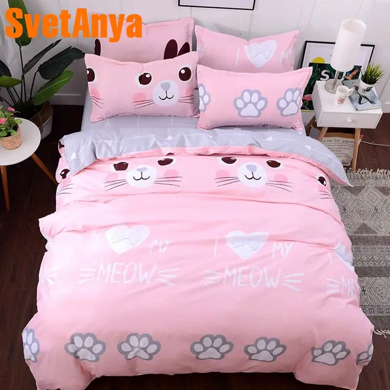 

Svetanya Girls MEOW loverly bedding set microfiber soft linens Twin Full Double Queen size