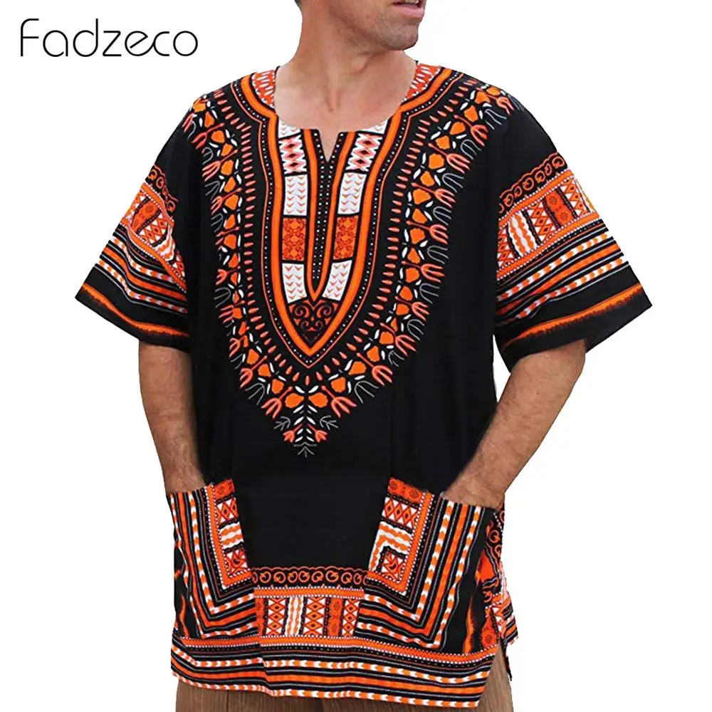 

Fadzeco Men African Clothes Tops Tee Shirt Homme Dashiki Tribal Ethnic Print Loose Pullover Short Sleeve Hip Hop T Shirt for Men