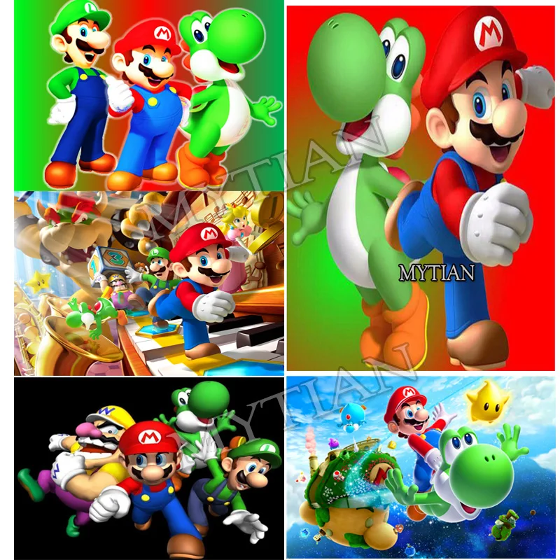 New 5d diy diamond painting super Mario full drill resin Cross Stitch