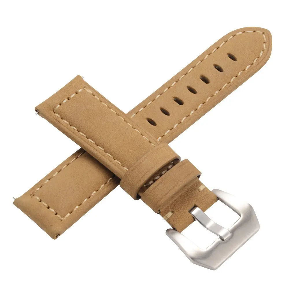 

22mm Genuine Leather Strap For Samsung Gear S3 Soft Replacement Wristband Bracelet With Stainless Steel Buckle Clasp Sport Strap