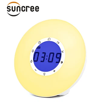 

Wake-up Light Sunrise Sunset Simulation Alarm Clock Touch Sensor Color-changing RGB LED Lamp with FM Radio snooze function