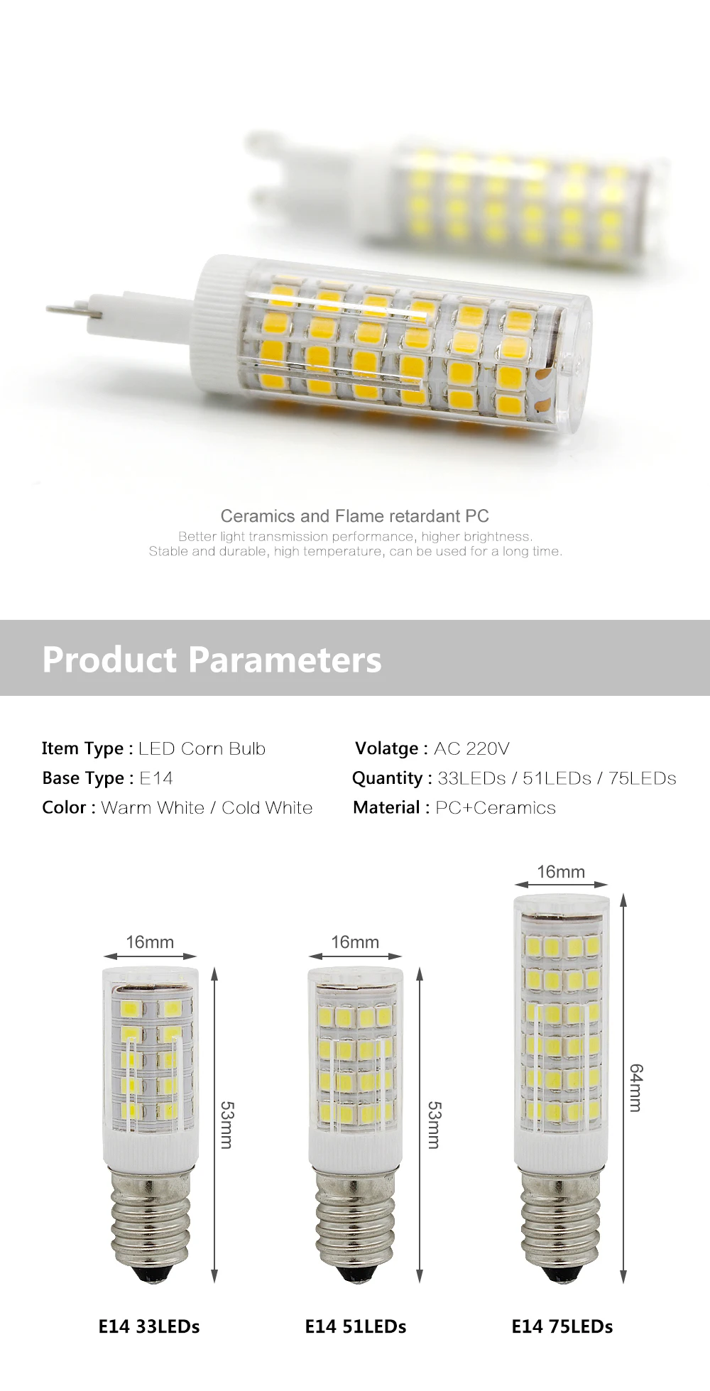 G9 светодиодный светильник 220V 230V 2835 SMD 33 51 75 светодиодный s высокое качество G4 E14 Керамика светодиодный лампочка прожектор в форме кукурузы заменить галогенные лампы, люстры