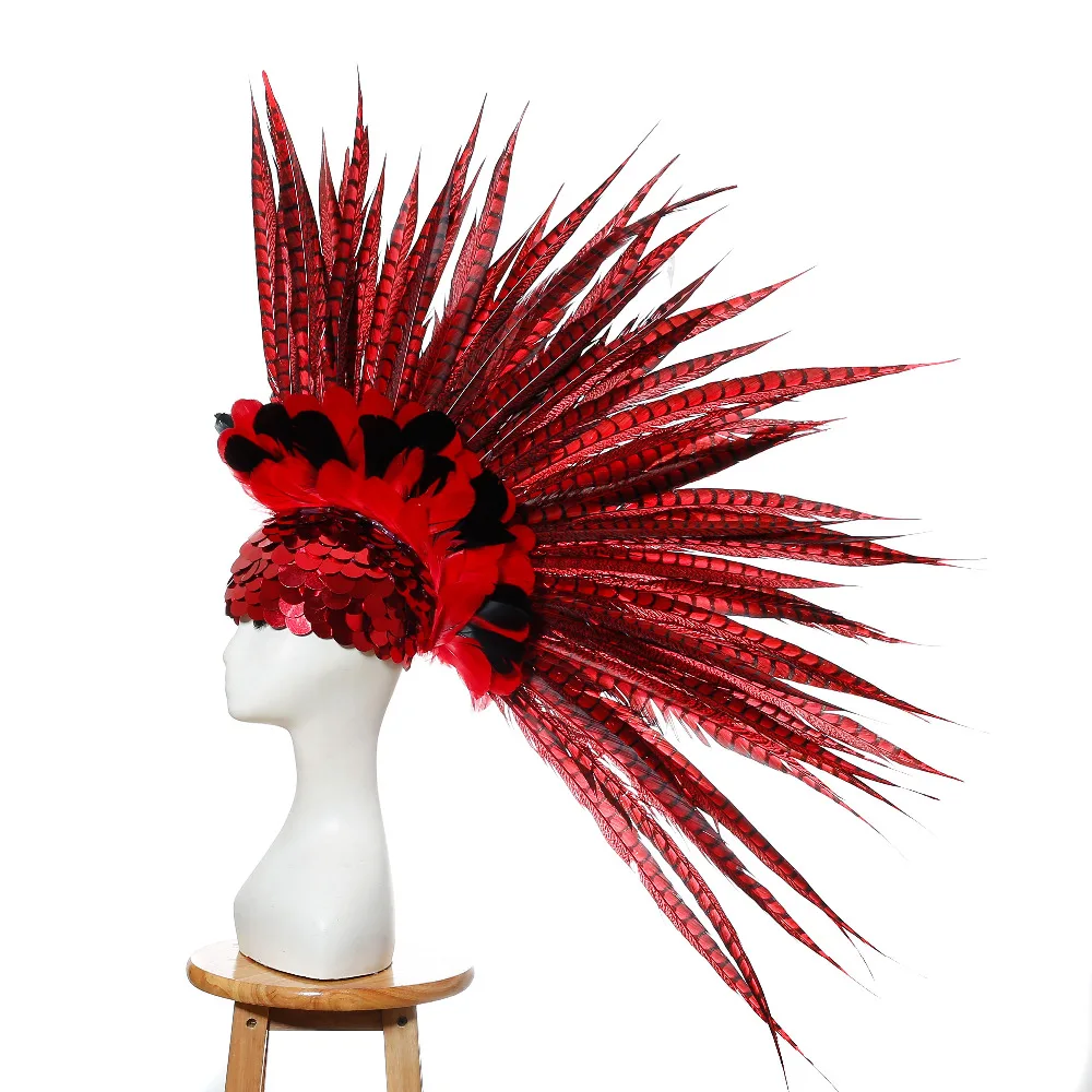 

Halloween cosplay costumes singers stage performance show custom carnival costume accessories Indian feather headpieces