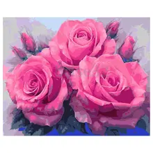 Горячая Распродажа краски по номеру Комплект DIY масла ing ткань цифровой домашний декор, 3 розовые розы