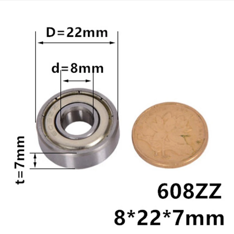 1 шт./лот 608ZZ подшипниковая сталь/подшипник Глубокие шаровые миниатюрные подшипники 608-ZZ 8*22*7 мм 8x22x7 Высокое качество 52100 хромированная сталь