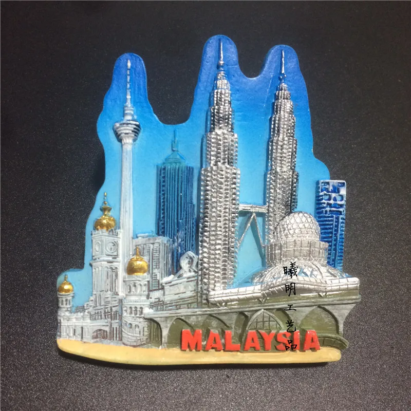 

Malaysia 3D Fridge Magnet Tourist Souvenirs Kuala Lumpur Petronas Twin Towers Decorative Refrigerator Magnetic Sticker Gift