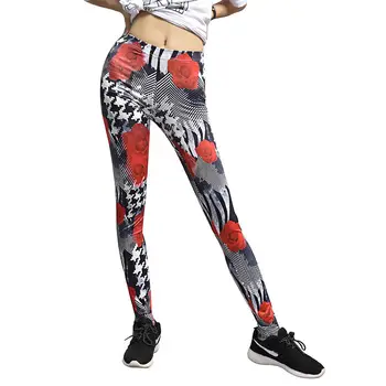 

New 2018 Women High Waist Floral Pringting Yo-ga Skinny Leggings Stretch Slim Casual Trousers