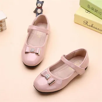 

Bowknot deduction girl princess dance shoes Patent leather spring autumn model children student shoes kids sneakers size 26-36