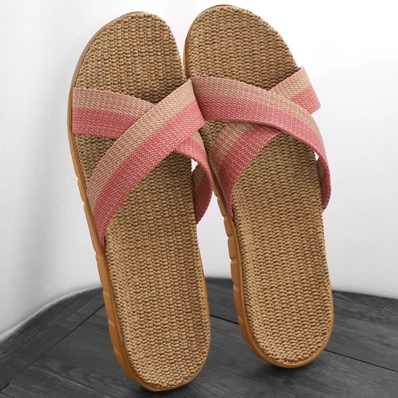 Suihyung Women Summer Flax Slippers Mixed Colors Cross Belt Couple Indoor Slippers Casual Flat Sandals Ladies Slides Flip Flops Suihyung Women Summer Flax Slippers Mixed Colors Cross Belt Couple Indoor Slippers Casual Flat Sandals Ladies Slides Flip Flops