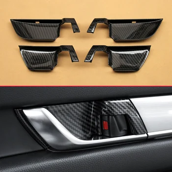 

4Pcs Black Carbon Fiber Look Interior Cover Accessories For 10th Honda Accord Car Inner Door Handle Trims