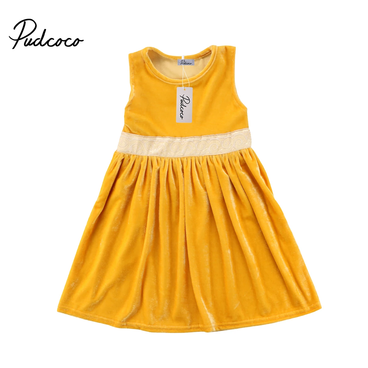 США; платье принцессы для танцев для девочек; летняя одежда; длинные бархатные торжественные желтые платья без рукавов