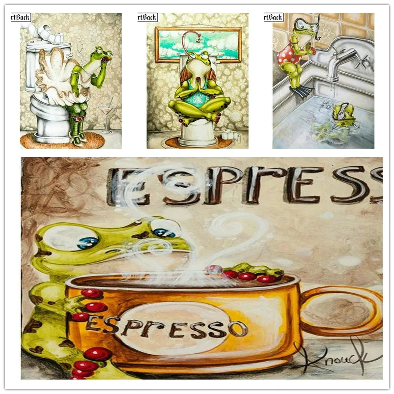 

New Arrival 20 Style Cartoon Diamond Painting Frog Bathroom Full Square Drill Diamond Mosaic 3d Diamond Embroidery Sticker 20x25