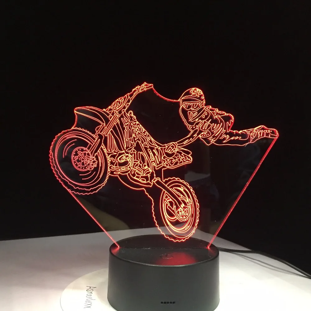 

Motorcycle Stunts Touch Table lamp 7 Colors Changing Desk Lamp 3D Lamp Novelty Led Night Light LED Light Drop Ship New Year Gift