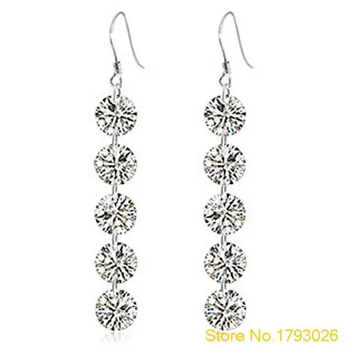 

Bridal Elegant 5 Rhinestones Zircon Long Tassels Earrings Women's Jewelry 4TQP