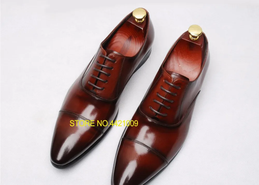 

Pointed Toe Mens Dress Fashion Wedding Shoes 2018 Prom Party Business Handmade Italian Leather Derby Oxfords Spring Summer