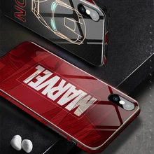 Чехлы для телефонов из закаленного стекла с изображением Мстителей Marvel для iPhone XS MAX XR 10 8 7 6s Plus 7Plus 8Plus чехол с суперменом и логотипом ironman Spiderman