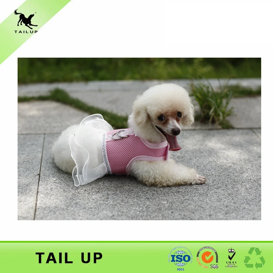 TAILUP High Ending Dog Clothes Chihuahua Yorkies Mesh Breathable Dresses Chiffon Wedding Dress With Leash 7Colors XS/S/M/L/XL