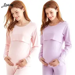 Пижама для кормления грудью комплект для беременных Для женщин Ночная рубашка для беременных хлопок материнская одежда для сна Пижама для