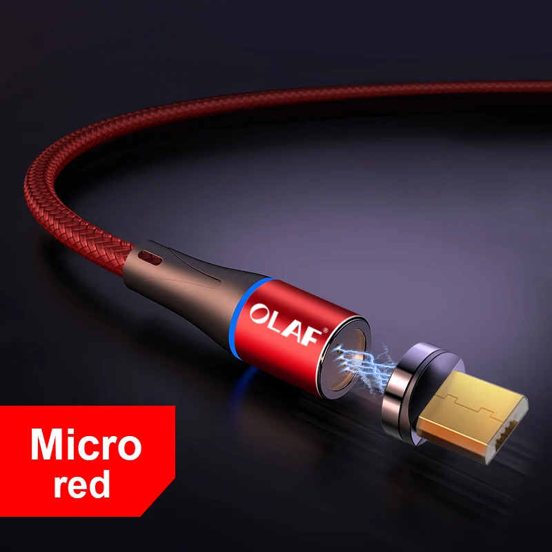 1M LED Magnetic Cable& Micro USB Cable& USB Type C Cable Nylon Braided Type-C Magnet Charger Cable for iPhone Samsung S10 S9 - Цвет: Red micro cable