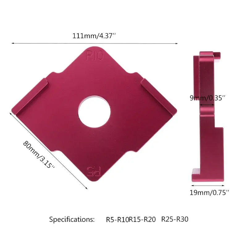 Woodworking Trimming Radius Jig Router Templates Aluminium Alloy Radius Corners R5 R10 R15 R20 R25 R30