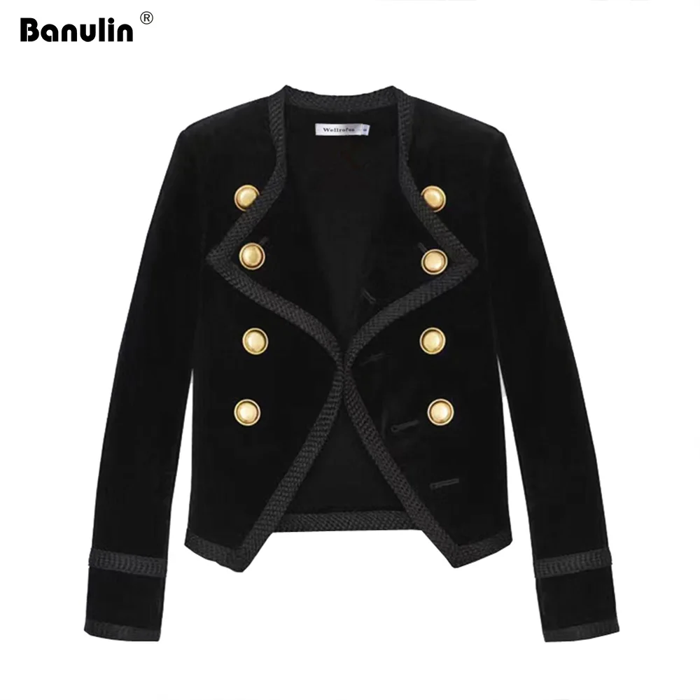 remarkable  Banulin Runway Women Notched Collar Short Jacket Coat 2019 Autumn Winter Double Breasted Suit Femal
