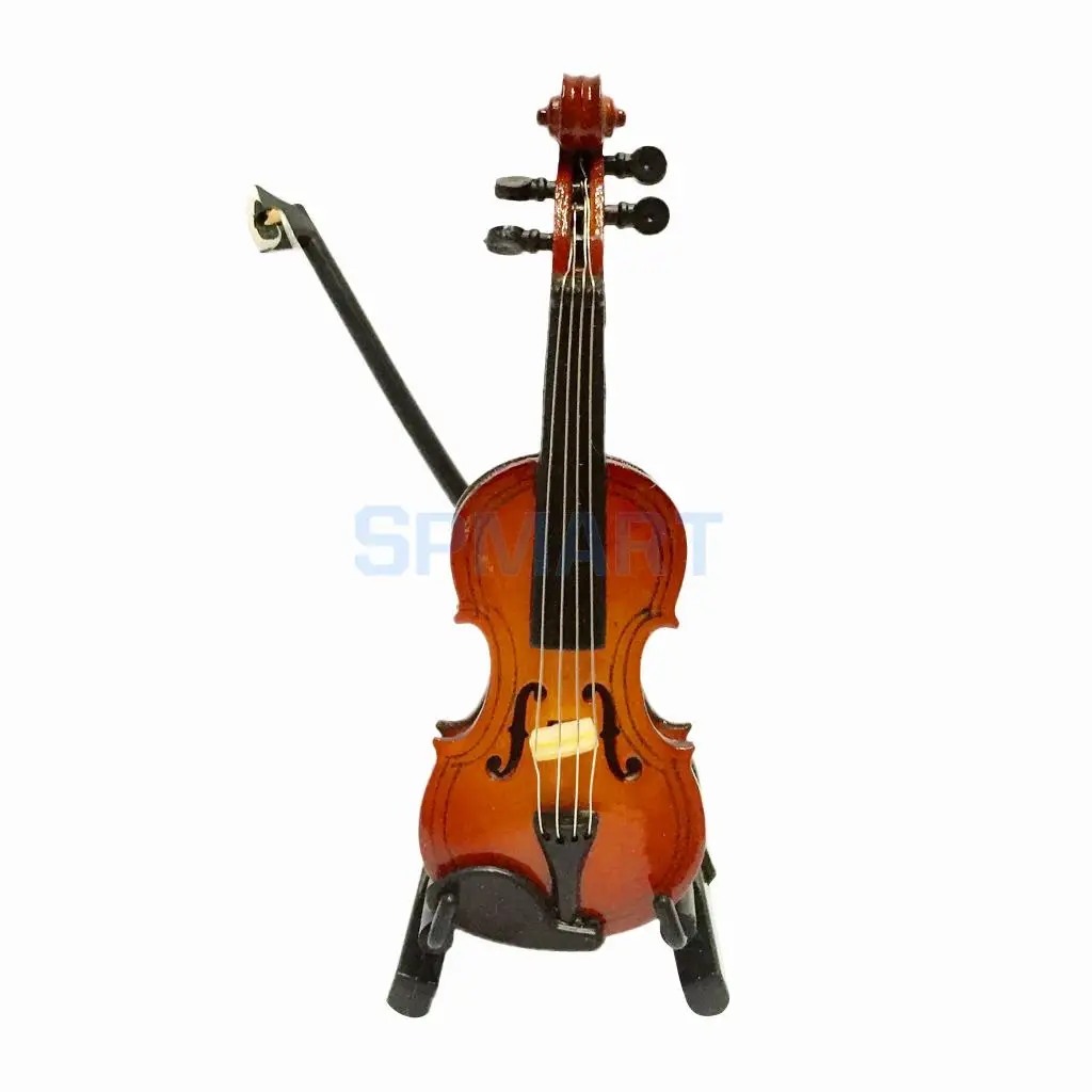 1/12 Scale Dollhouse Miniature Musical Instrument Wooden Violin with Box for 12th Music Room Decoration Accessories