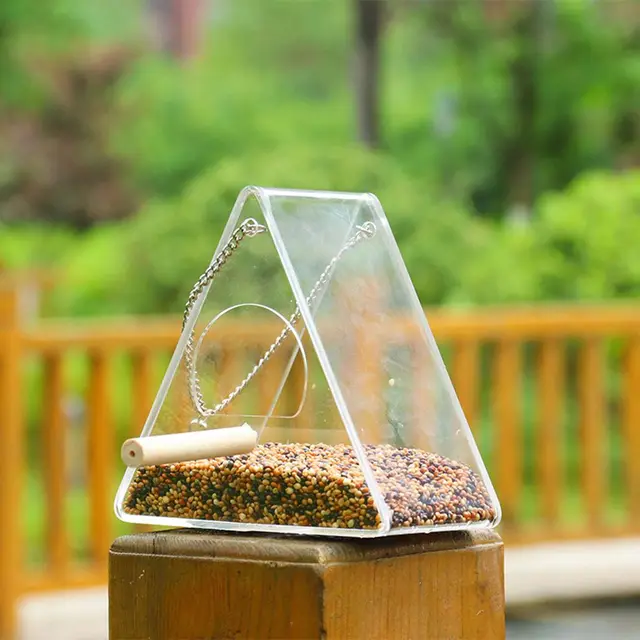 Bird Feeder Plastic Hanging Bird Food Container Transparent Outdoor Parrot Feeder Waterproof Bird Feeder Pet Supplies 4