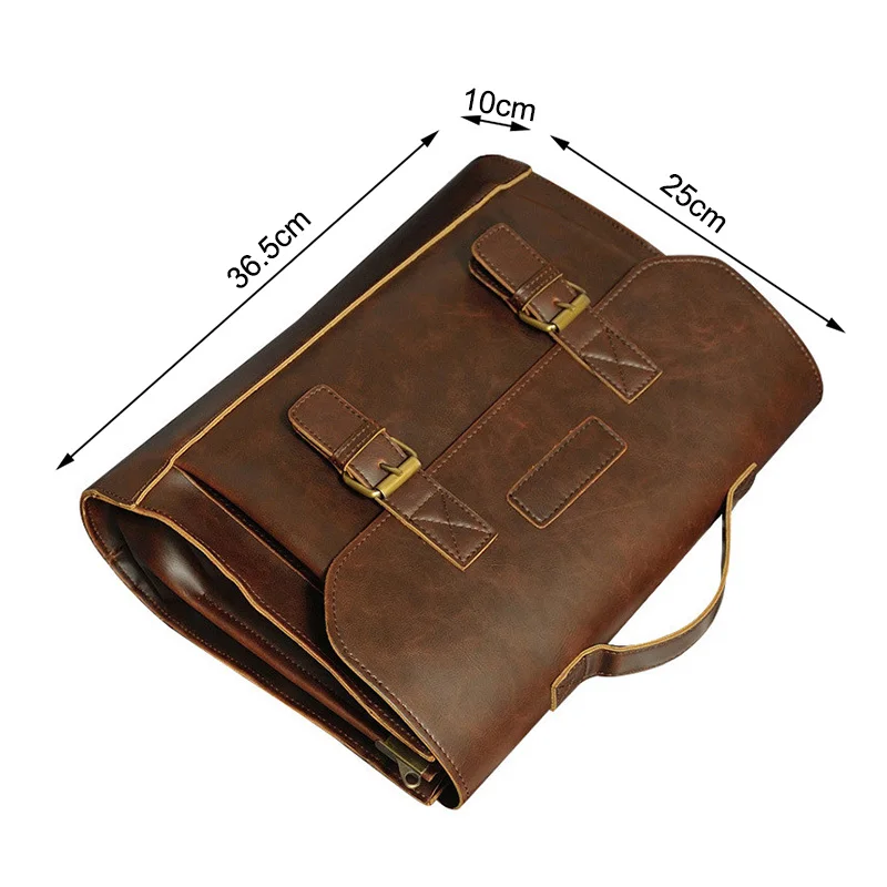 Crazy Horse PU Leather Men Briefcase Famous Brand Men's Messenger Bag Male Laptop Bag Business Fashion Shoulder Bags Travel Bag