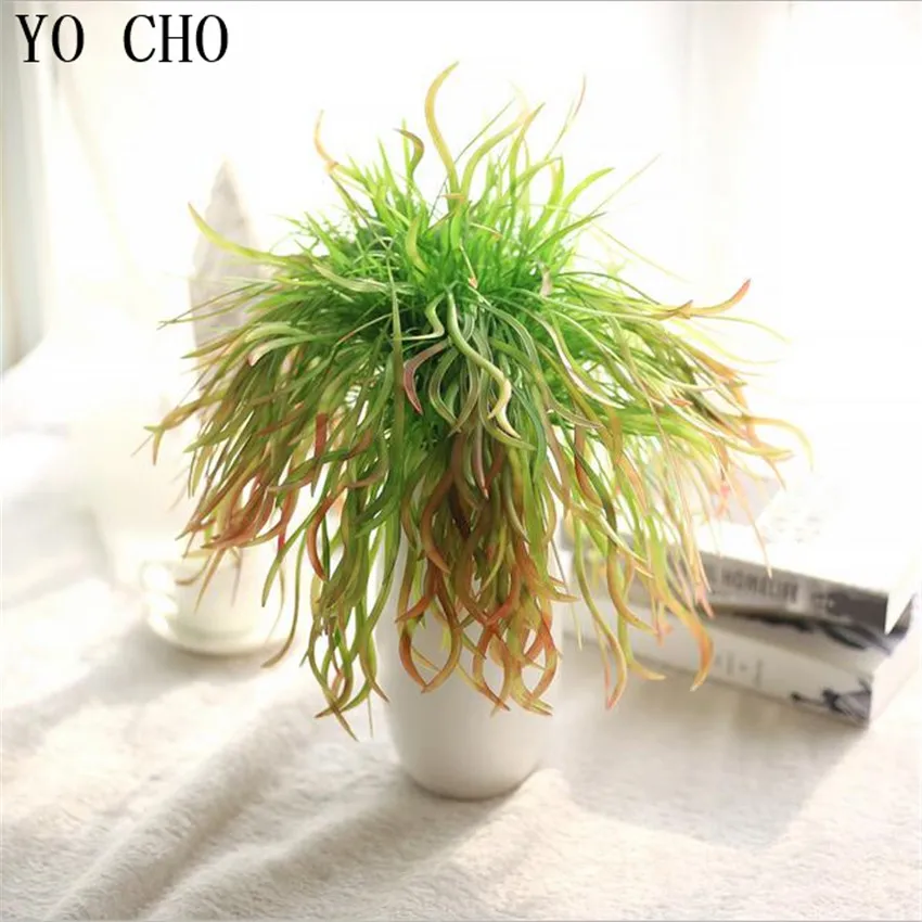 

YO CHO DIY Wedding Decoration Flower Aquatic Plants Real Touch Leaves Grass Indoor Plant Wall Vine Artificial Succulent Plants