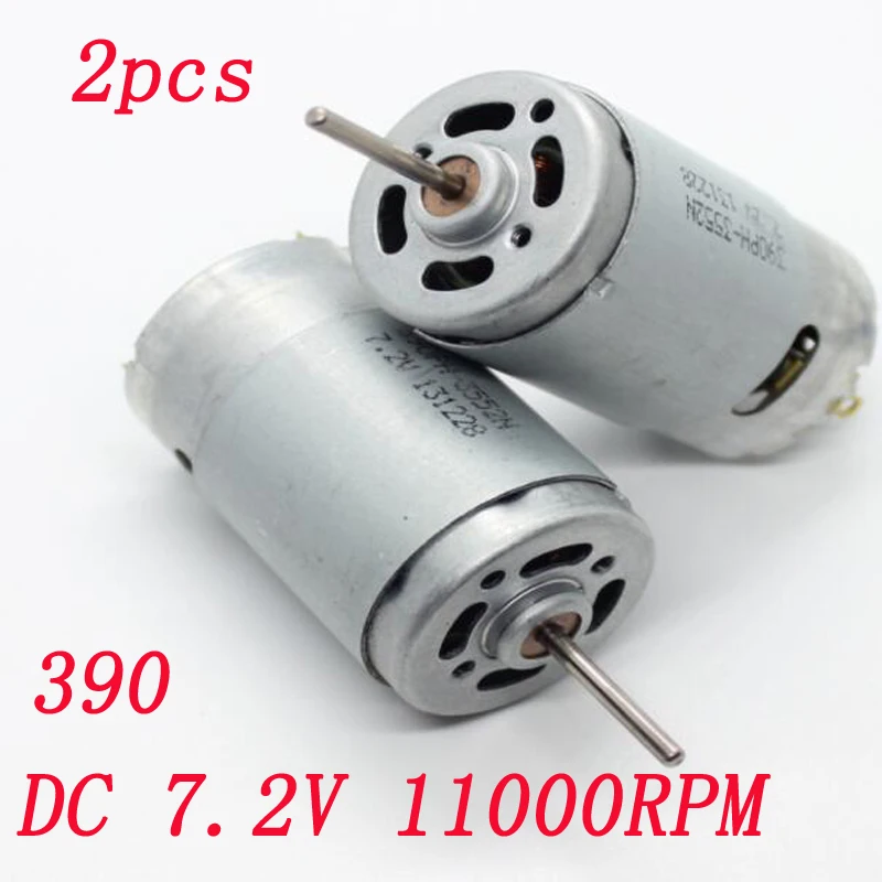 

2pcs 390 DC 7.2V 11000RPM High Speed Motor Strong Magnet Carbon Brush Motors w/ Small Knurled Shaft Long Axis for RC DIY Model