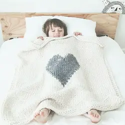 Зимние теплое детское одеяло трикотажные сердце Новорожденные пеленания обёрточная бумага милые детские постельные принадлежности
