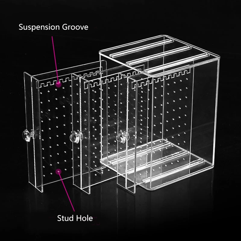 

New High Capacity Acrylic Transparent Earring Display Stand Jewelry Necklace Stud Earrings Organizer Jewelry Display Earring Box