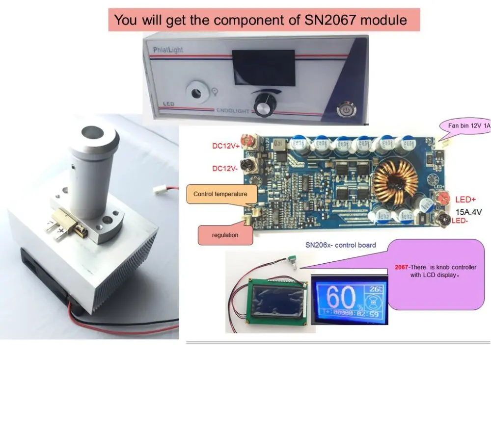 US $228.00 the latest medical endoscope light source module and ENT LEDlamp box phlatlight cbt90 controller Knob with LCD display SN2067