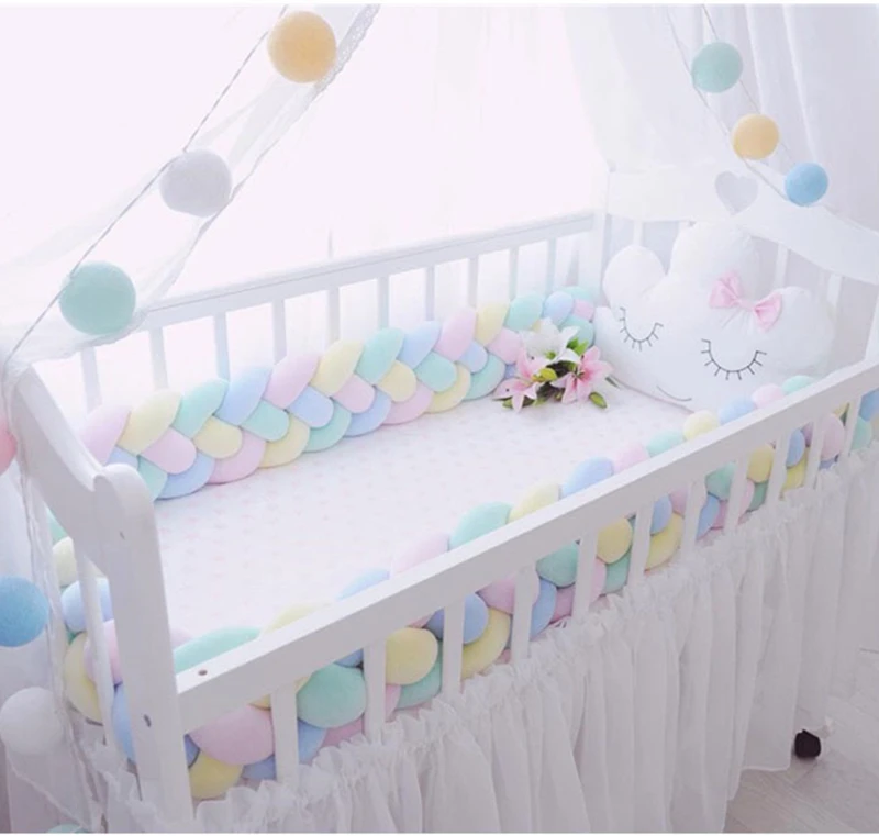 2 м/3 м бампер для детской кровати с узлом, бампер для новорожденного с длинными узелками, защитная подушка для детской кровати, бампер для детской кроватки, декор для детской комнаты
