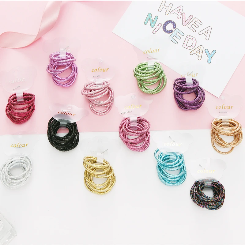 

PjNewesting 10PCS/Lot Girls Colourful Elastic Hair Band Tie Gum For Scrunchies Rubber Band Ponytail Holder Kids Hair Accessories