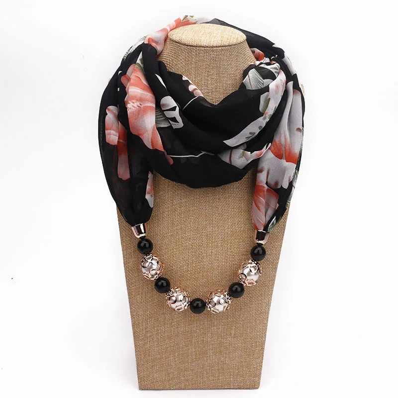 LaMaxPa новые модные женские однотонные ювелирные изделия шифоновый шарф с подвеской жемчужные шали и палантины мягкие женские аксессуары 65 цветов - Цвет: 18